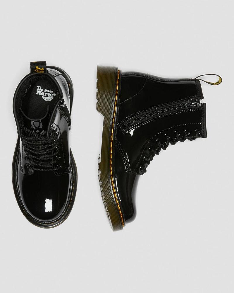 Dr Martens Junior 1460 Lak Leren Veterlaarzen Kinderen Zwart | NL 138TCE